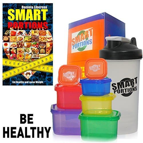SMART PORTIONS Containers Kit For Weight Loss, LEAK & BPA Free, Easy Storage, 7 PCS Multi Colored in Giftbox + FREE SHAKER LEAK FREE BONUS , GUIDE FOR 21 DAYS, E-BOOK Guide For Loss weight