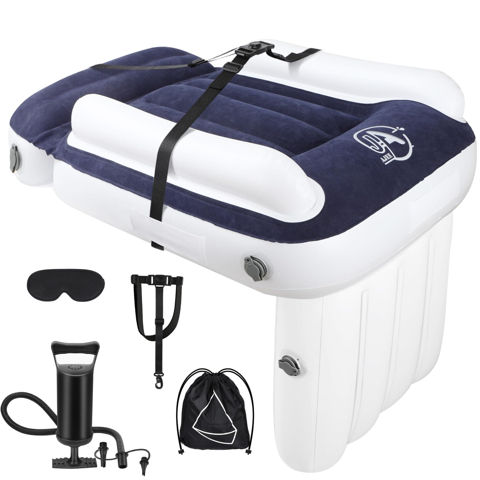 Inflatable Toddler Airplane Bed, Baby Airplane Bed with Sleep Mask & Manual Inflatable Pump, Fits Most Airplane Economy Seats, Easy to Storable, Kids Airplane Travel Essentials (Blue)