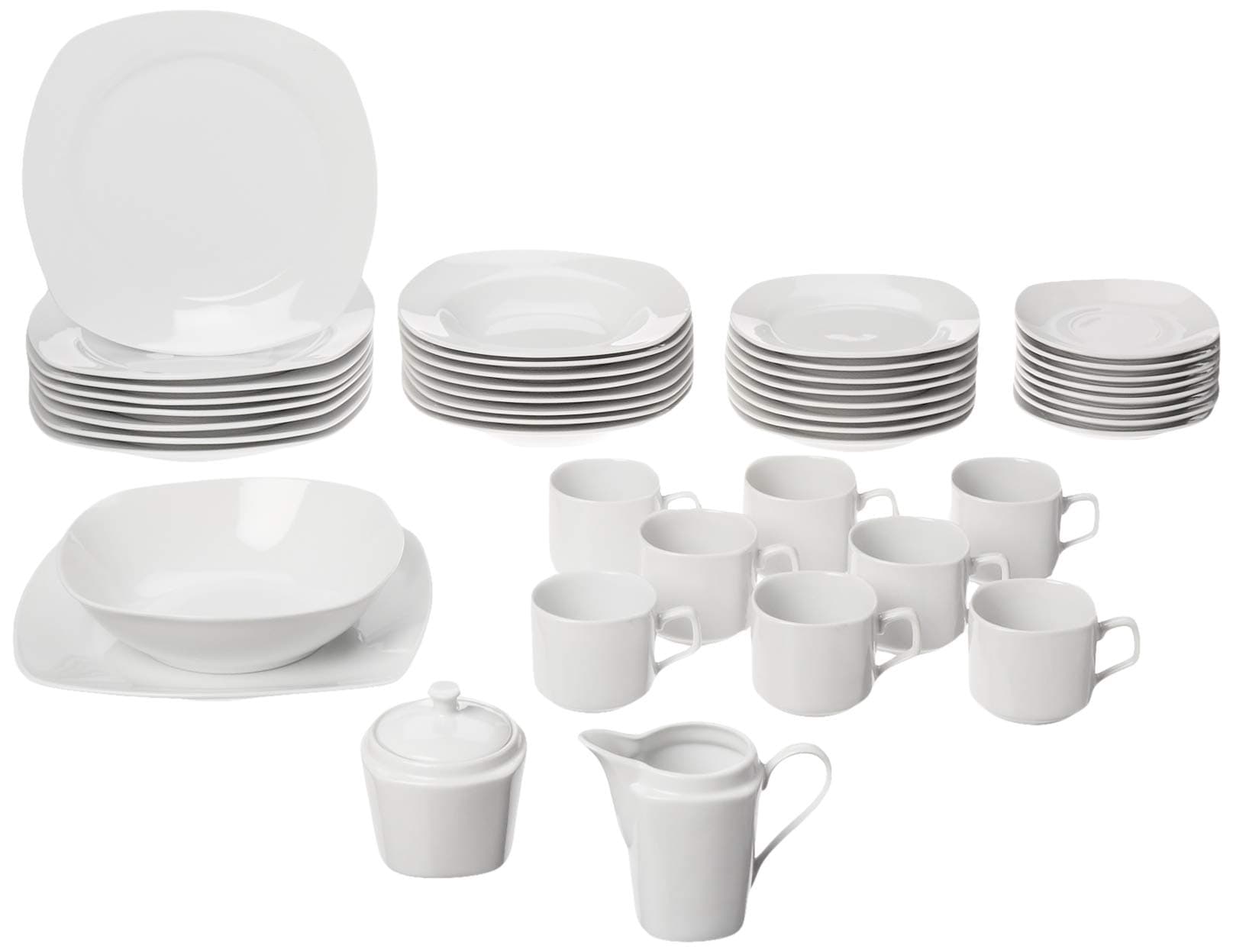 45-Piece Square Dinnerware Set, White
