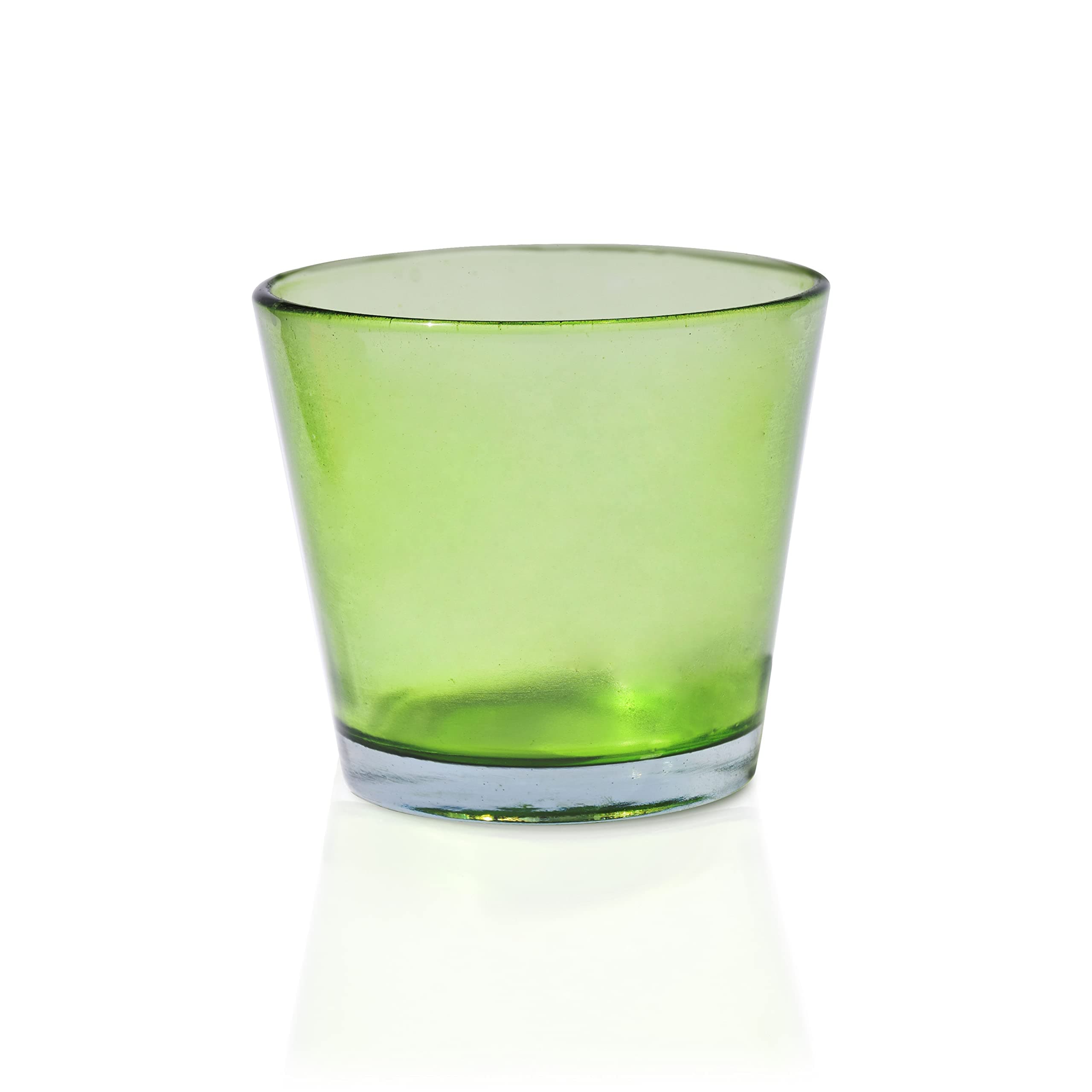 Pure Source India Glass Flower Vase, Small Glass Pot (3.5 X 3.25 Inches) Without Flower (Green)