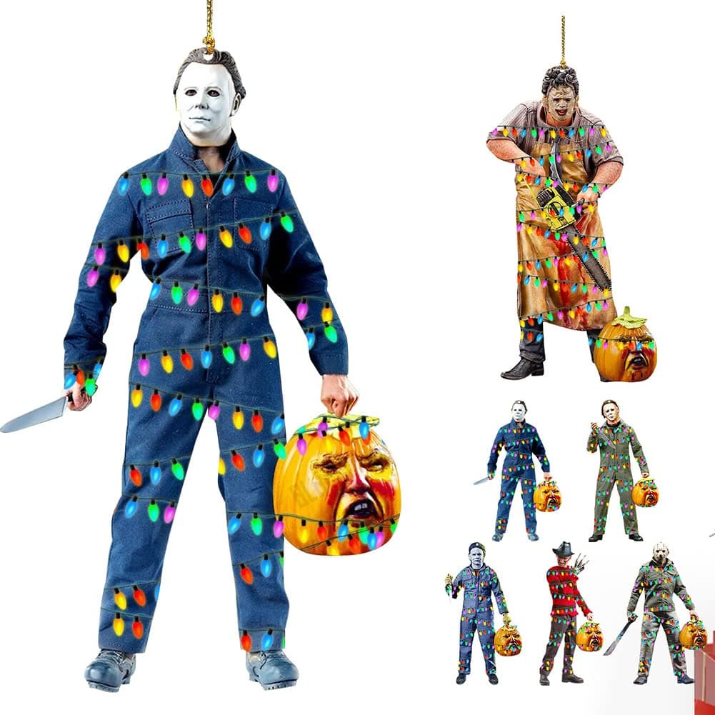 Classic Horror Characters Car Air Fresheners Incense Chips Scented Ornament Halloween Ornament Car Rearview Mirror Pendant Hanging Ornament Vent Decoration Aromatic Accessories (1PCS-B)