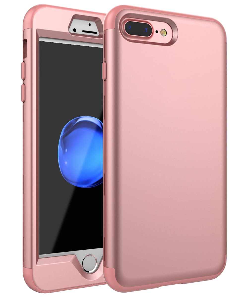 OBBCase iPhone 7 Plus Case,iPhone 8 Plus Case [Heavy Duty] Three Layer Hybrid Sturdy Armor High Impact Resistant Protective Cover Case for iPhone 7 Plus /8 Plus (Only for 5.5") Rose Gold