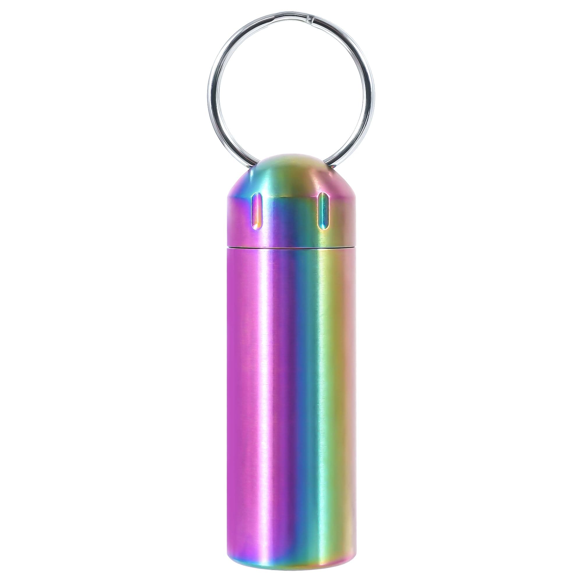 VTAR 100% Waterproof Stainless Steel Pill Case - Leakproof Single Compartment Pill Organizer, Portable Travel Keychain Pill Box for Purse Pocket (Small Pill Container)