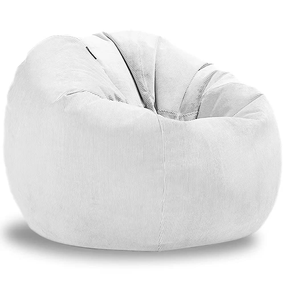 Corduroy Sofa Cover Bean Bag Chair Pouf Ottoman Big Beanbag Puff Sac Recliner Lounge Floor Corner Seat Futon (Color : White, Size : 90cm)