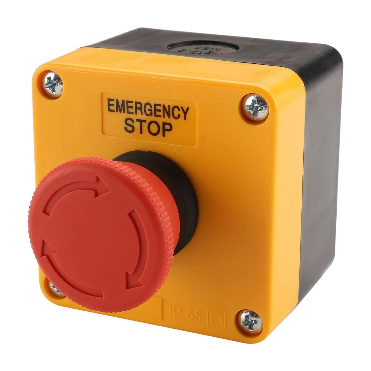 BAOMAIN Emergency Stop Switch with Enclosure, 660V 10A Red Mushroom Push Button, 1NO 1NC N/O N/C, IP65 Waterproof Weatherproof Surface Mount E-Stop Station for Industrial & Control Systems（10-Pack