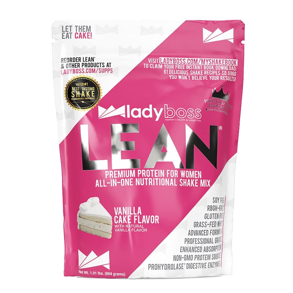 LadyBoss LEAN - Vanilla Cake Protein Powder & Meal Replacement Shakes for Women, Whey Nutritional Drink Mix, 30 Servings, 864 g