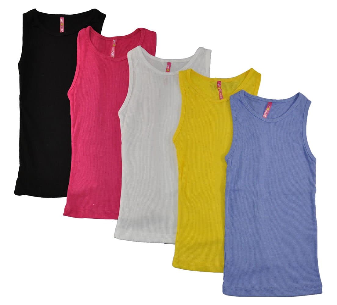 Cute 4 U Big Girls 5 Pack Tank Tops (Assorted Colors)