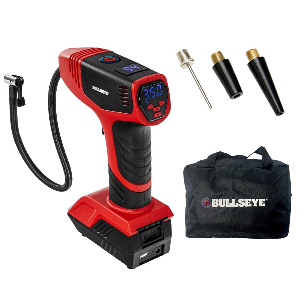 EMSON Bullseye Pro Tire Inflator Portable Air Compressor, Car Tire Inflator Portable, Portable Air Pump for Car Tires - 150PSI, 12V DC 1500 mAhs with Tire Pressure Gauge, Rechargeable As Seen On TV