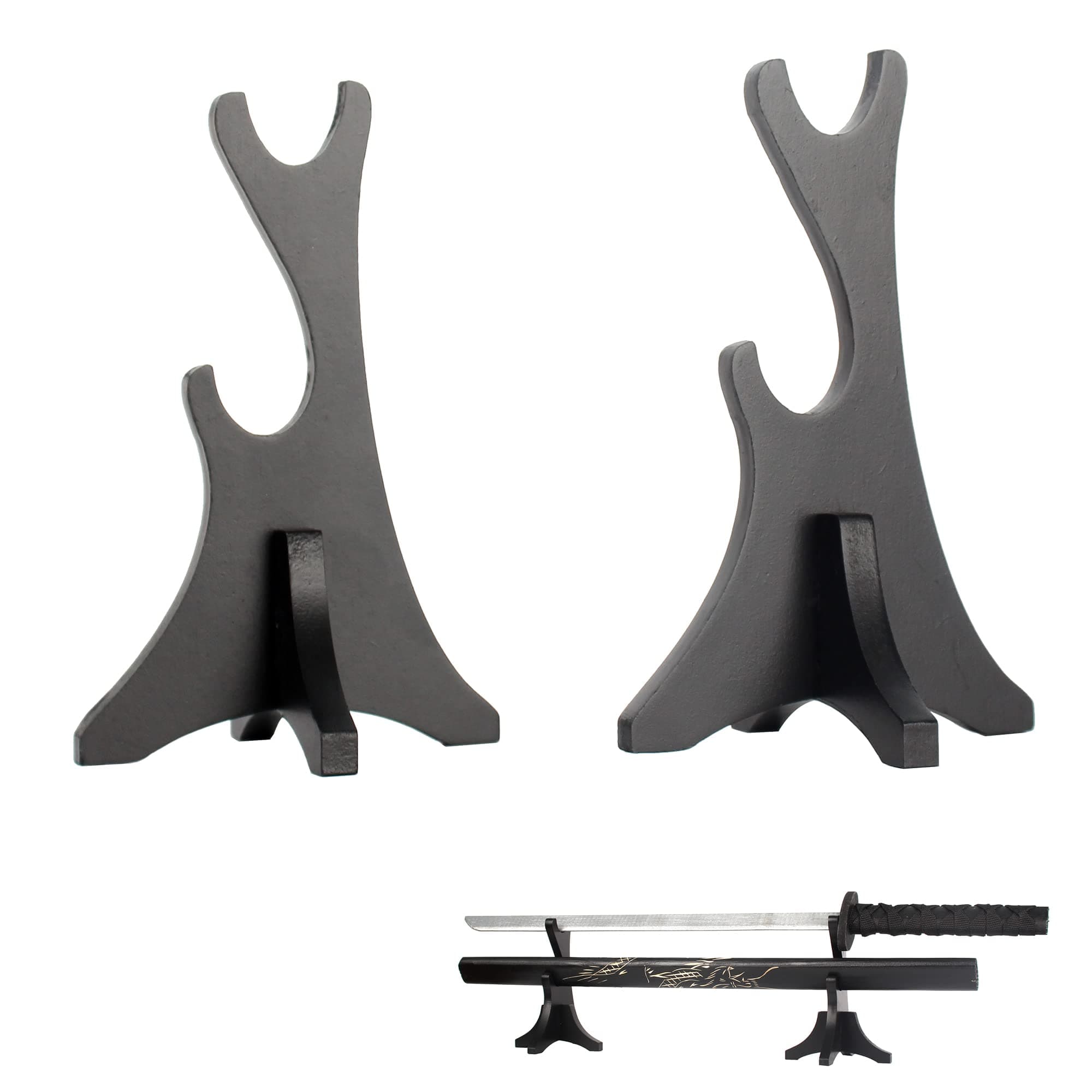 WANLIAN Two-Layer Weapon Display Stand, Wood Samurai Sword Katana Holder Stand Display