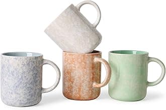 MONITO 17 OZ Coffee Mugs Set of 4, Ceramic, Modern, Multicolor, 4 Count (Pack of 1), Home, Hot Drinks