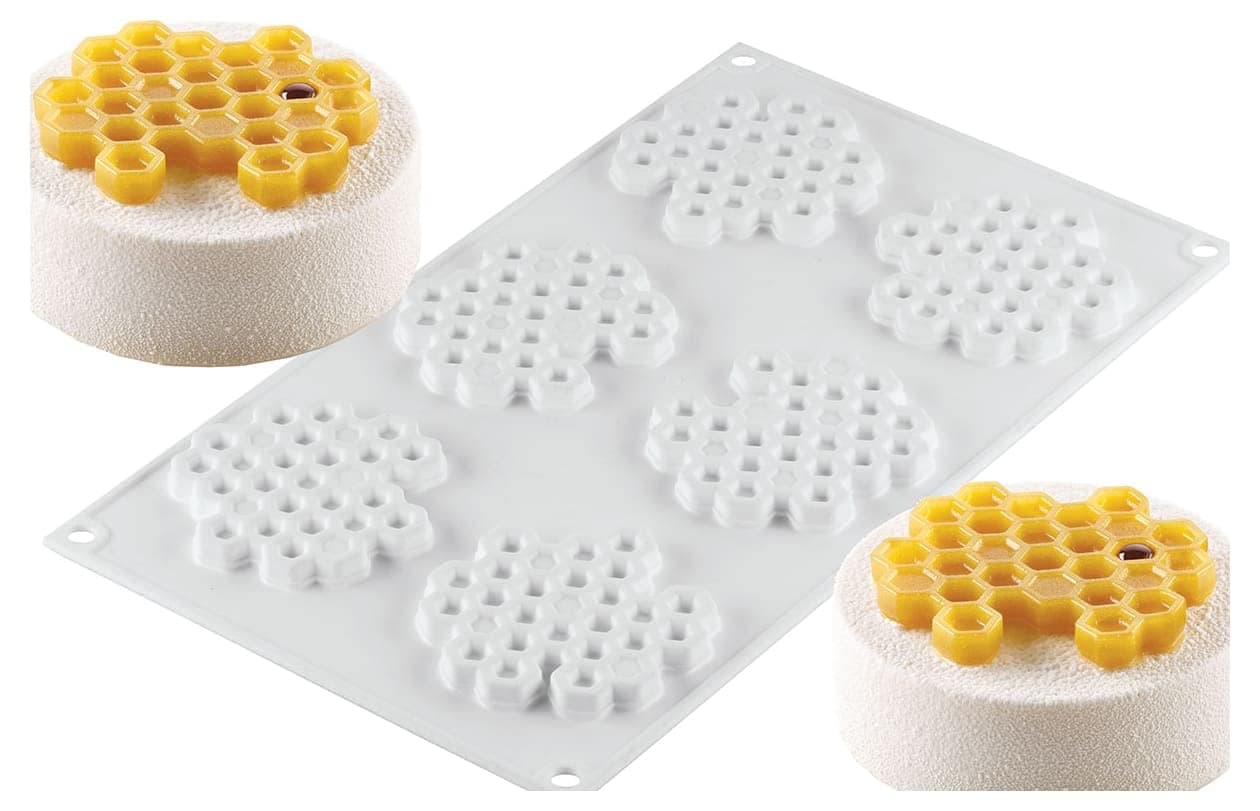 Yuniverse Silicone Baking Mold Freezing Mould with 6 Honeycomb Cavities - 29.6 x 17.3 x 0.9 cm