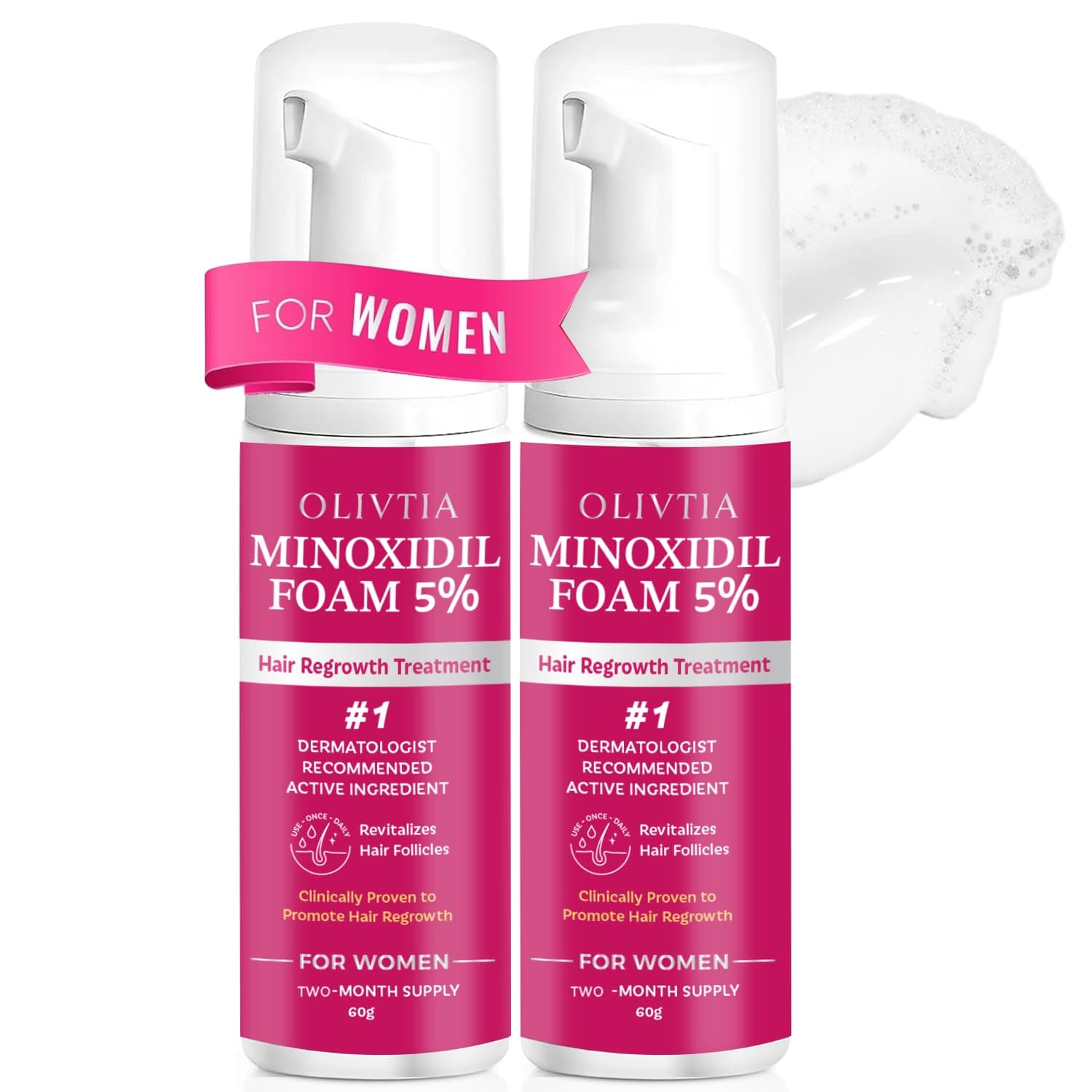 5% Minoxidil Foam for Women Hair Growth: Extra Strength Hair Regrowth Treatment – Revitalize Hair Follicles & Regrow Thicker, Fuller Hair – Hair Loss Solution (4-Month Supply)
