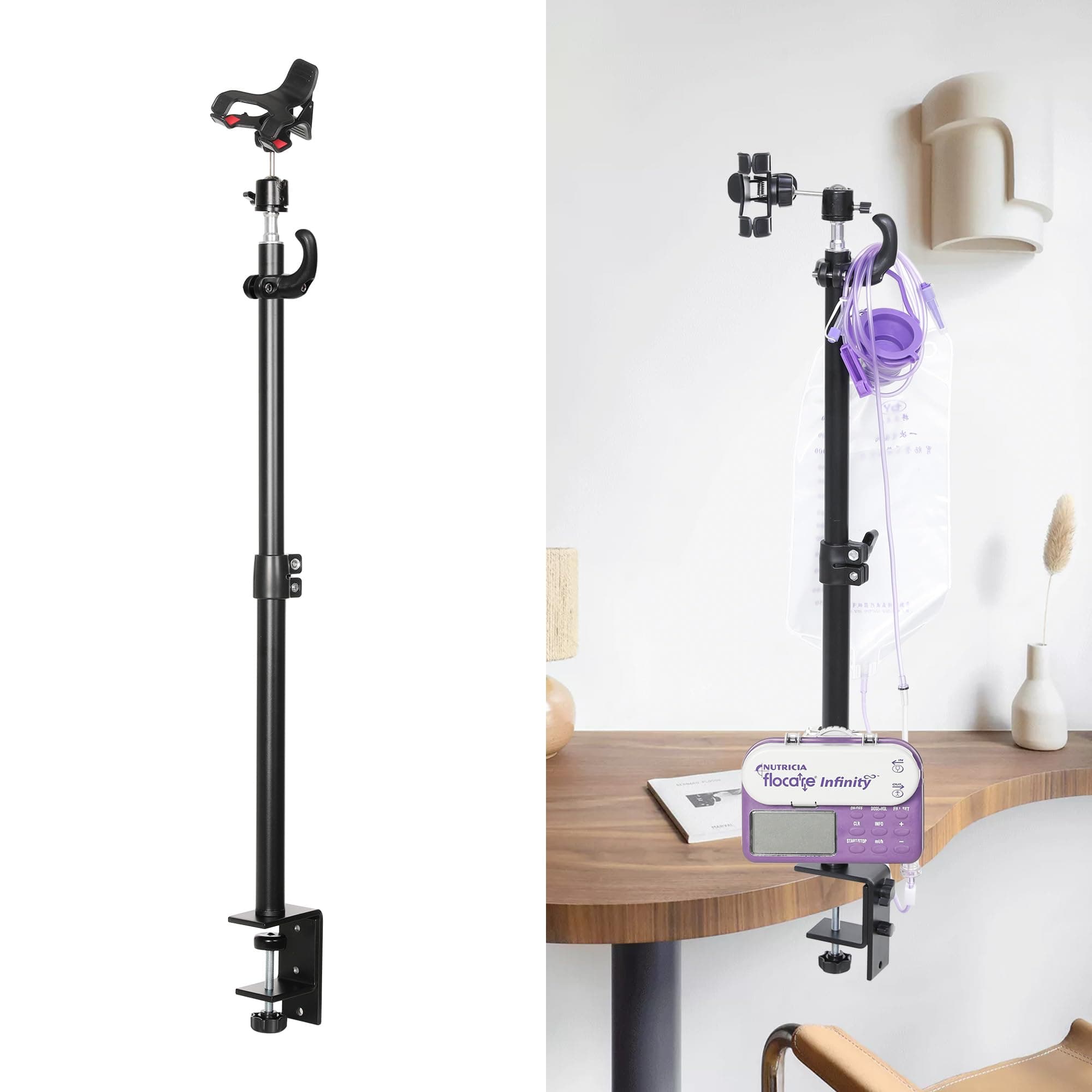 Feeding Tube Stand Hands-Free Feeding Tube Holder Enteral Feeding Telescopic Pole