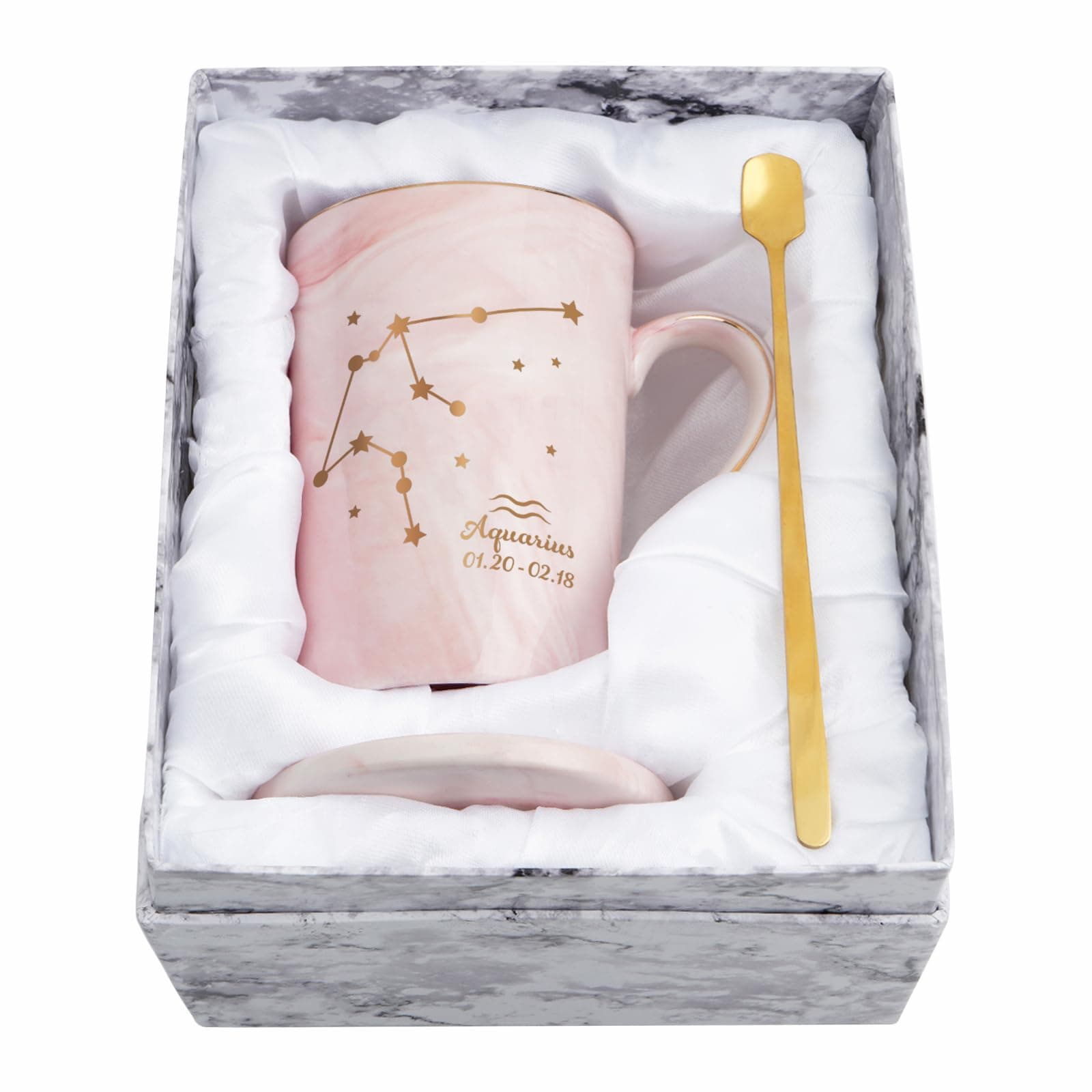 YHRJWN Aquarius Gifts for Women, Aquarius Constellation Coffee Mug, January February Birthday Gifts for Women Zodiac Horoscope lovers, Astrology Gifts for Friends, Mom, Sister, Coworker 14 Oz Pink