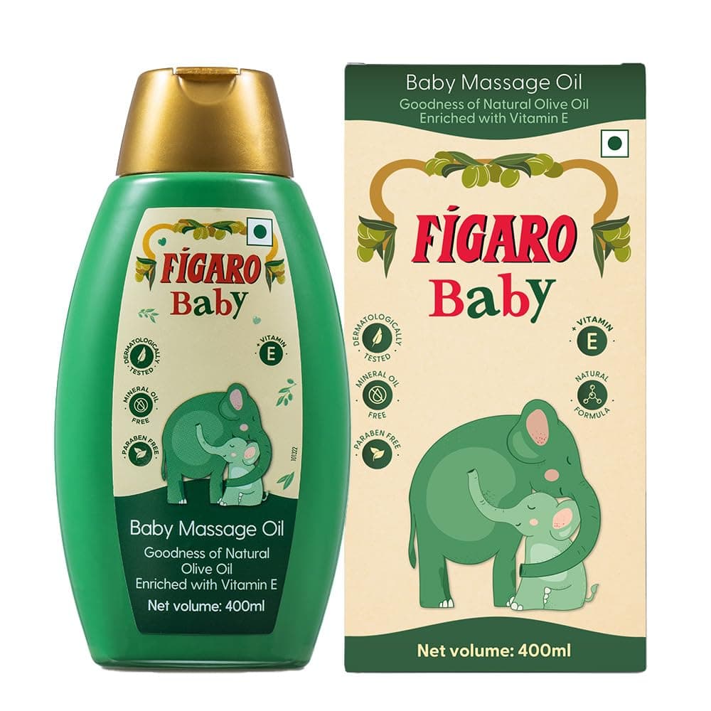 Figaro Baby Massage Oil with Goodness of Natural Olive oil enriched with vitamin E, Dermatologically tested, 400 ml