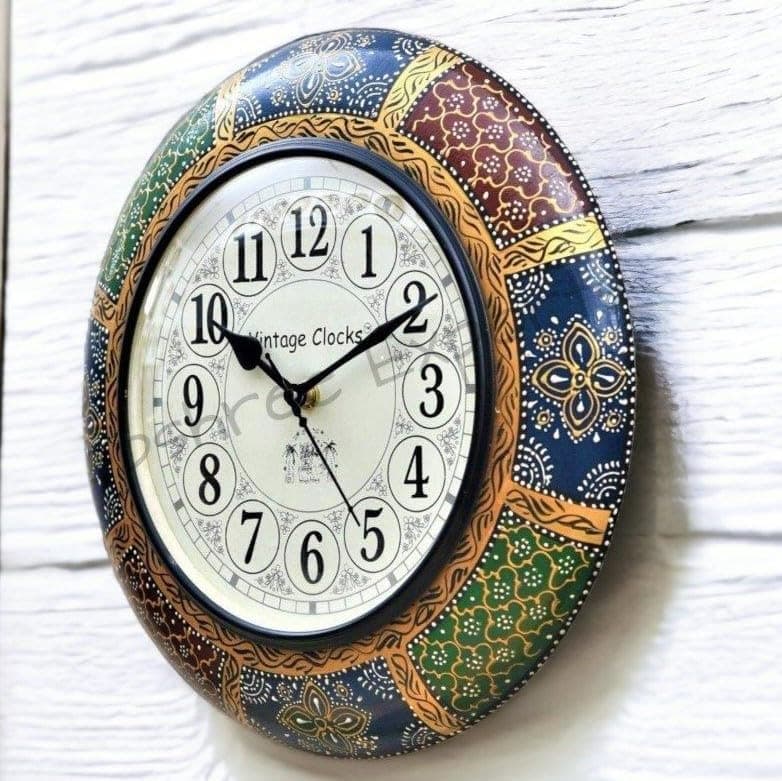 Vintage Clock Hand-Painted Wooden Wall Clock / 12 Inch (30 CM's) / VC-5639-12-H-Analog