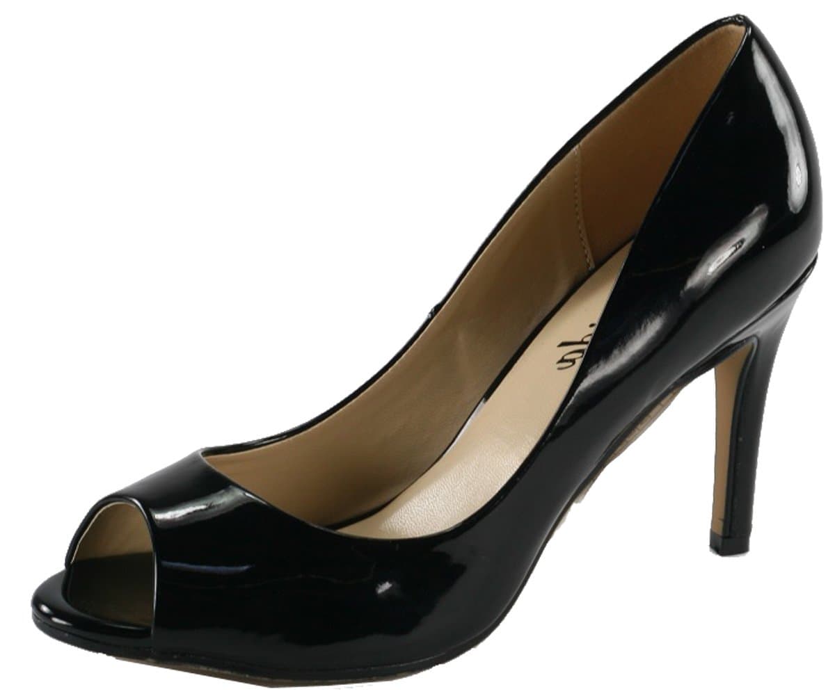 Atrevida Women's Tabina-01 Patent Leather Peep Toe Pumps (10 B(M) US, Black Patent)