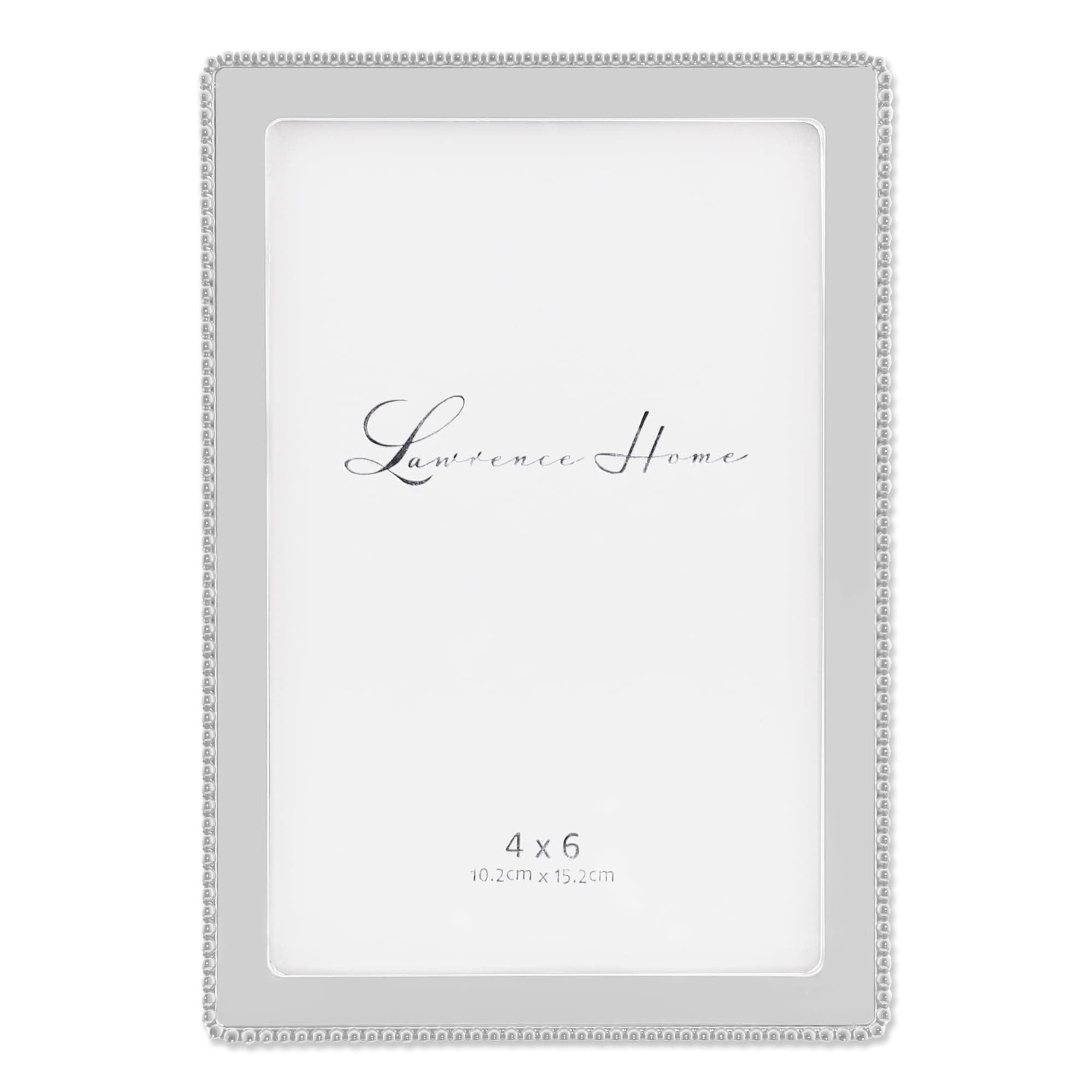 Lawrence Frames Metal Picture Frame with Delicate Outer Border of Beads, Silver, 4x6
