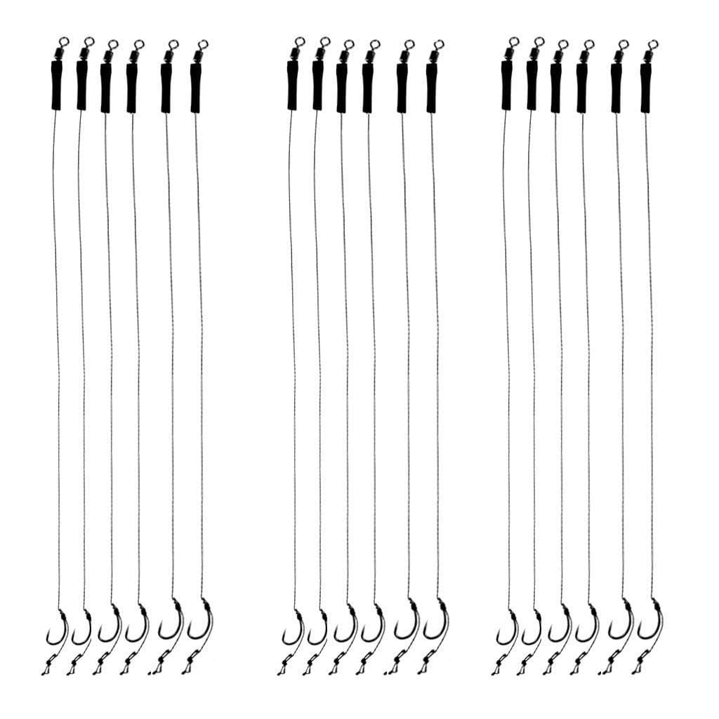 ZOOPL 18Pcs 12Lb Fishing Hair Rigs Assorted Hand Tied Carp Fishing Barbless Hooks