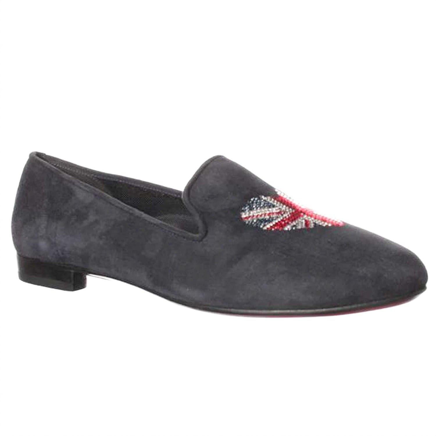 by Fernando Pensato UK Heart Flat Loafers - Navy, Blue, Size 9.5