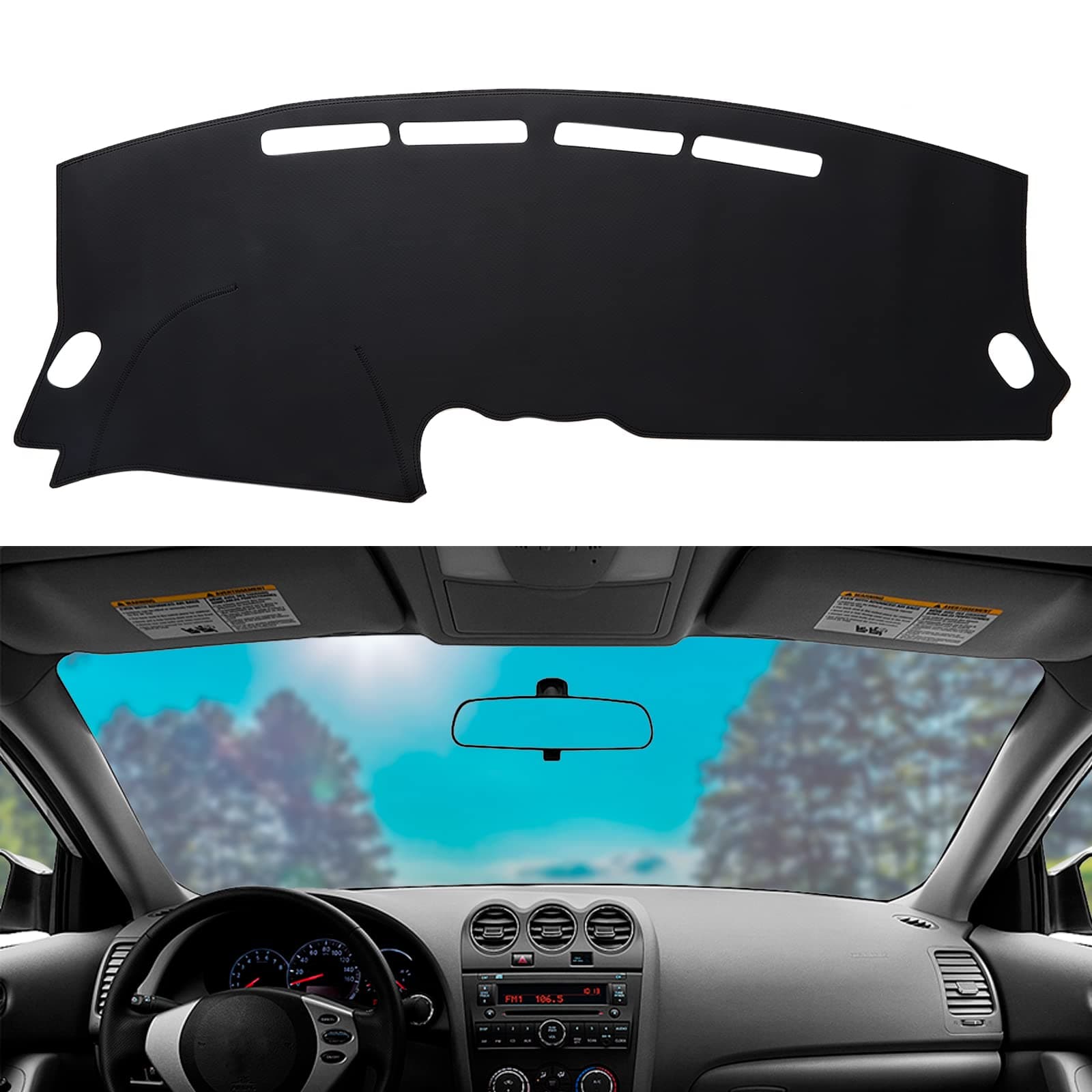 BERKSYDE Dashboard Dash Mat Cover Leather Dashboard Pad Sun Protection Anti-Vertigo Mat Blanket Compatible for 2007-2012 Nissan Altima