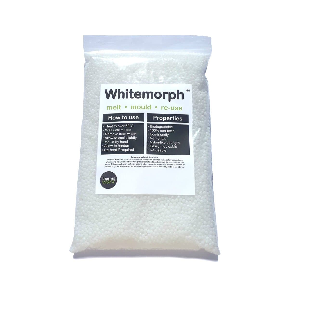 Thermoworx Whitemorph bioplastic 1.1lb. Reusable Hand mouldable thermoplastic.