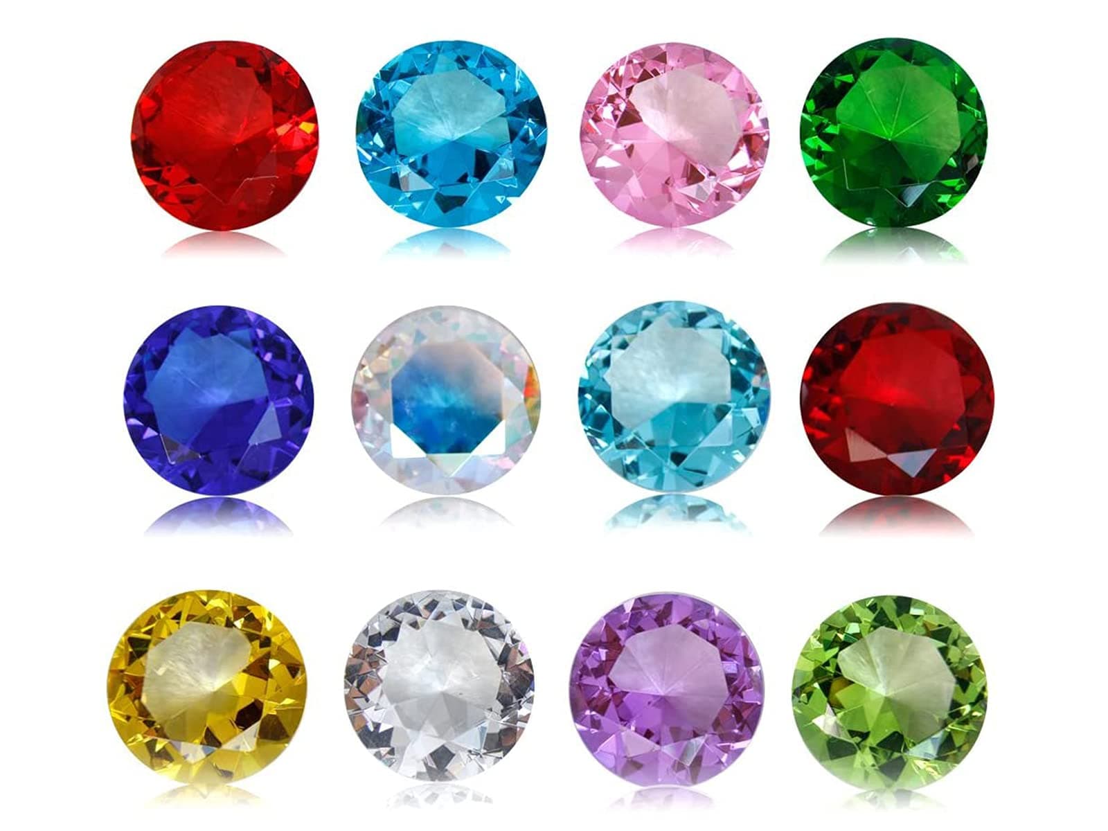 50mm Diamond Shaped Multicolor Glass Crystal Paperweight – 12 Pieces Home Office Decor & Wedding Favors Decoration with Gift Box