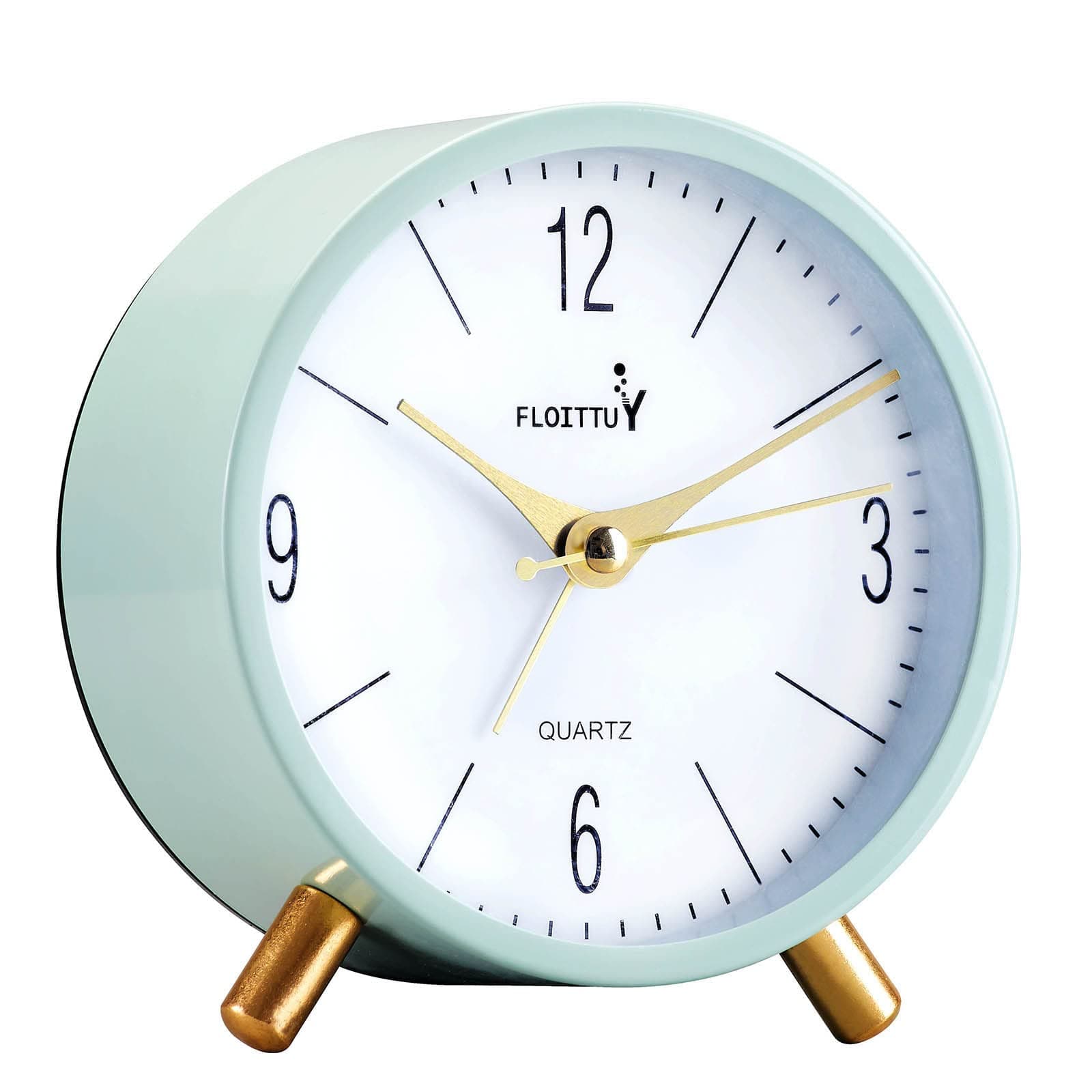 4 inches Super Silent Alarm Clock, Cream Green Beep Wake Round Alarm Clock with Night Light,Battery Operated,Easy Set Entry Lux Stylefor Desk, Bedroom and Home Decoration