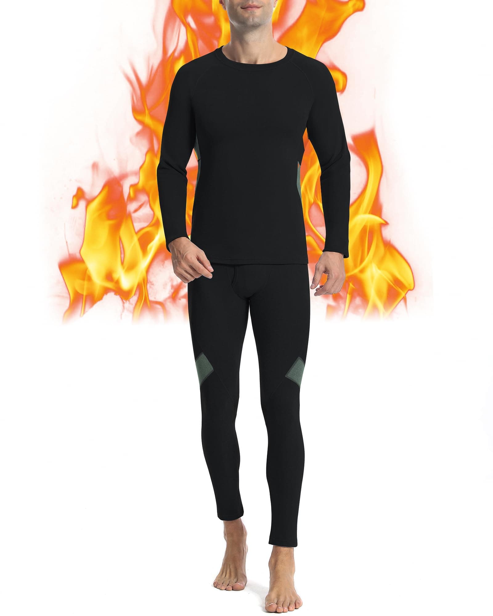 Mens Thermal Underwear Set：Fleece Lined Long Johns for Men Thermal Shirts and Pants Base Layer Cold Weather Thermals