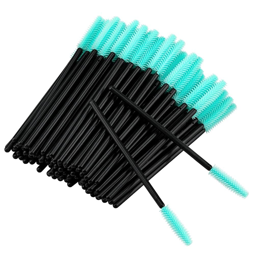 100PCS Silicone Eyelash Brushes Mascara Brushes Wands Applicator Makeup Kits (Black)