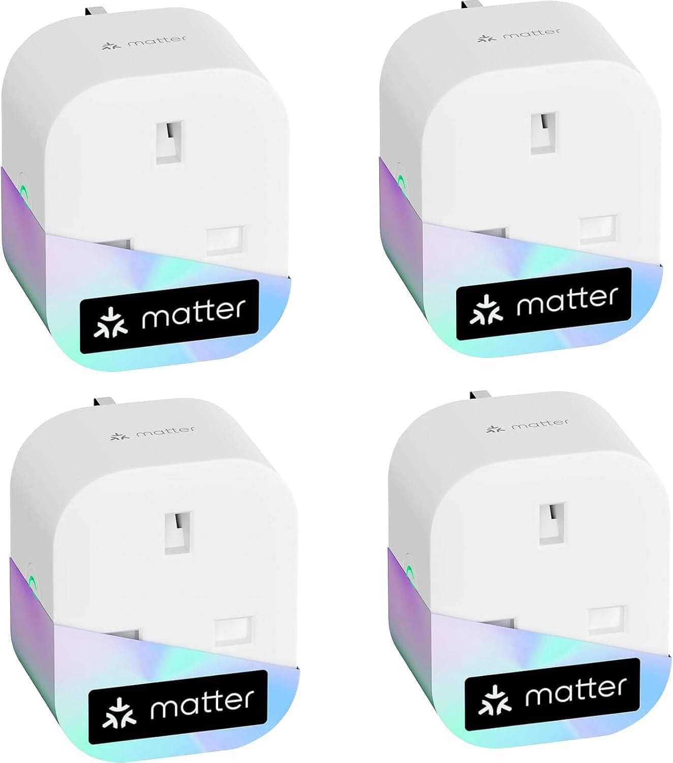 Matter Smart Plug Mini with Energy Monitoring, Works with Apple HomeKit, Alexa, Google Home, SmartThings, WiFi Plug with Voice Remote Control, 13A, 4 Packs