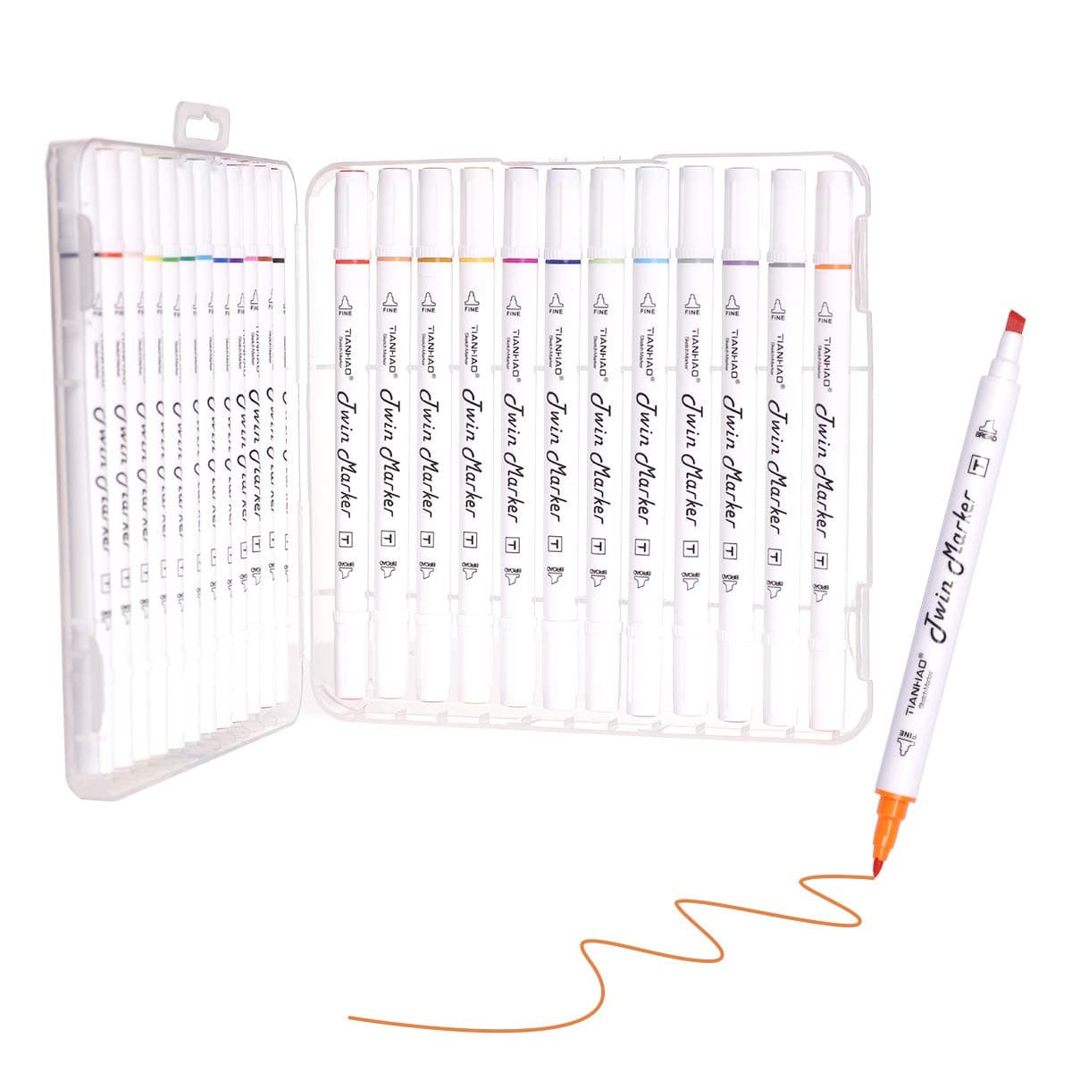 TIANHAO Kids Coloring Pen, 24 Colors Art Marker Pen Set, Dual Tip Graffiti Markers for Students Painting and Drawing Art Supplies