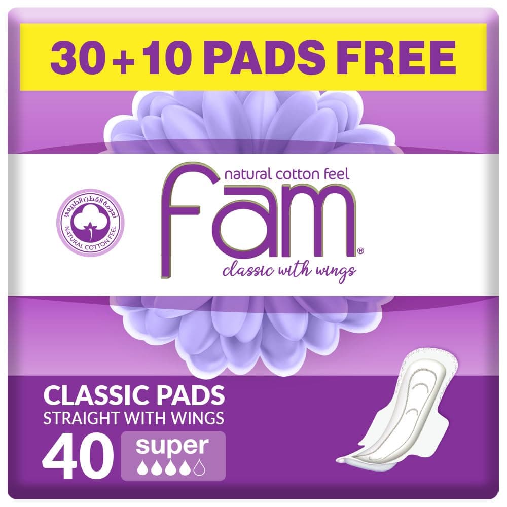 classic with wings natural cotton feel, super sanitary pads, 40 pads 33%off