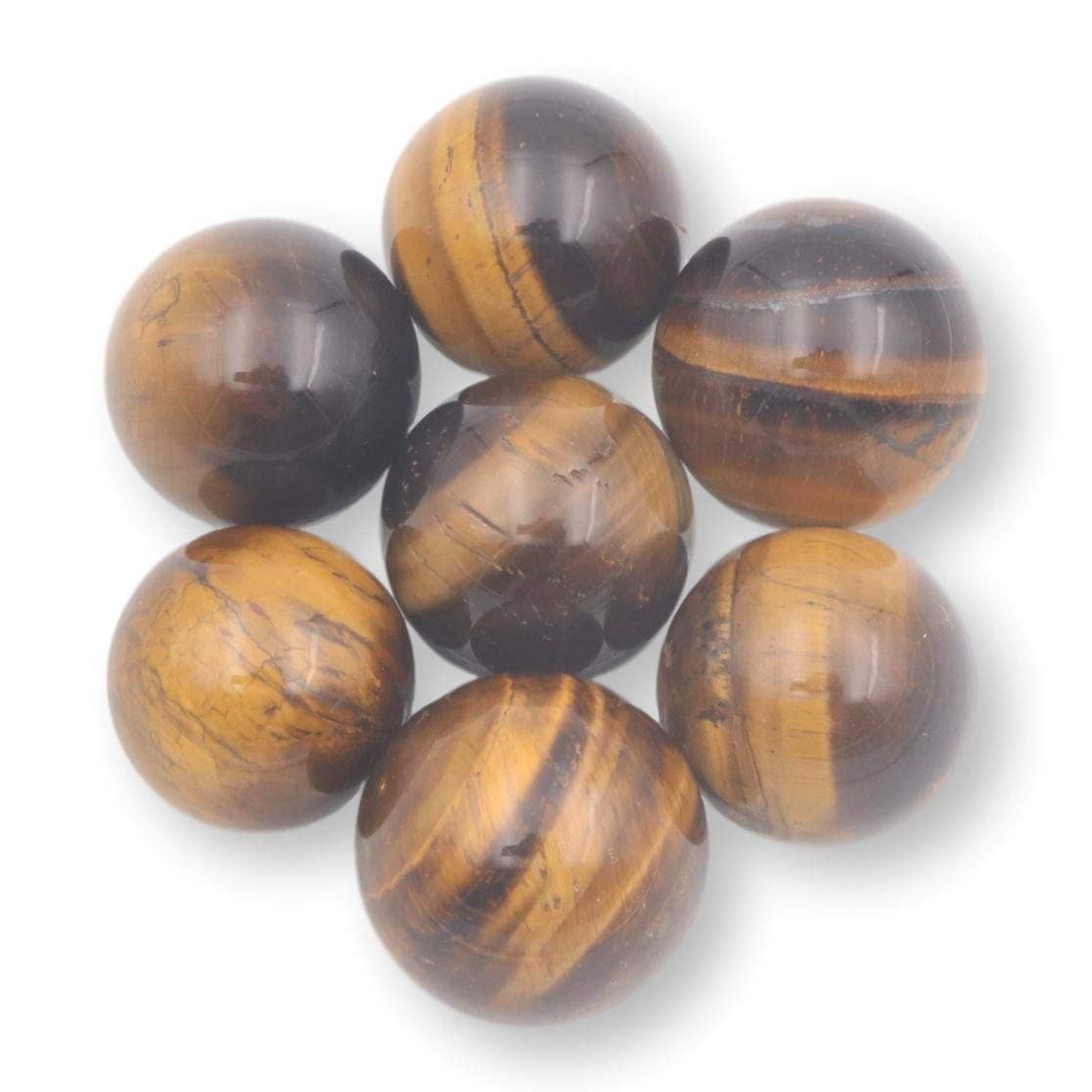 Nature Wonders Crystal Ball Sphere Tiger Eye 7 Spheres 1”, 24-26mm for Reiki, Energy Healing, Meditation, Palm Stones, TouchStones