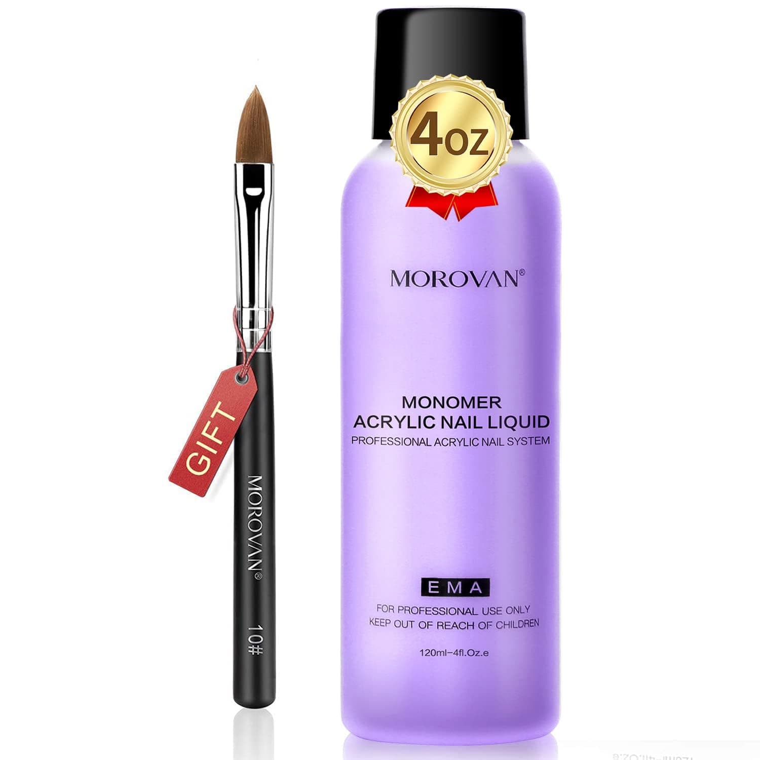 Morovan Monomer Acrylic Nail Liquid 4 oz: Acrylic Liquid Monomer for Acrylic Powder Acrylic Nail Extension with Acrylic Brush for Beginners DIY at home Non-Yellowing