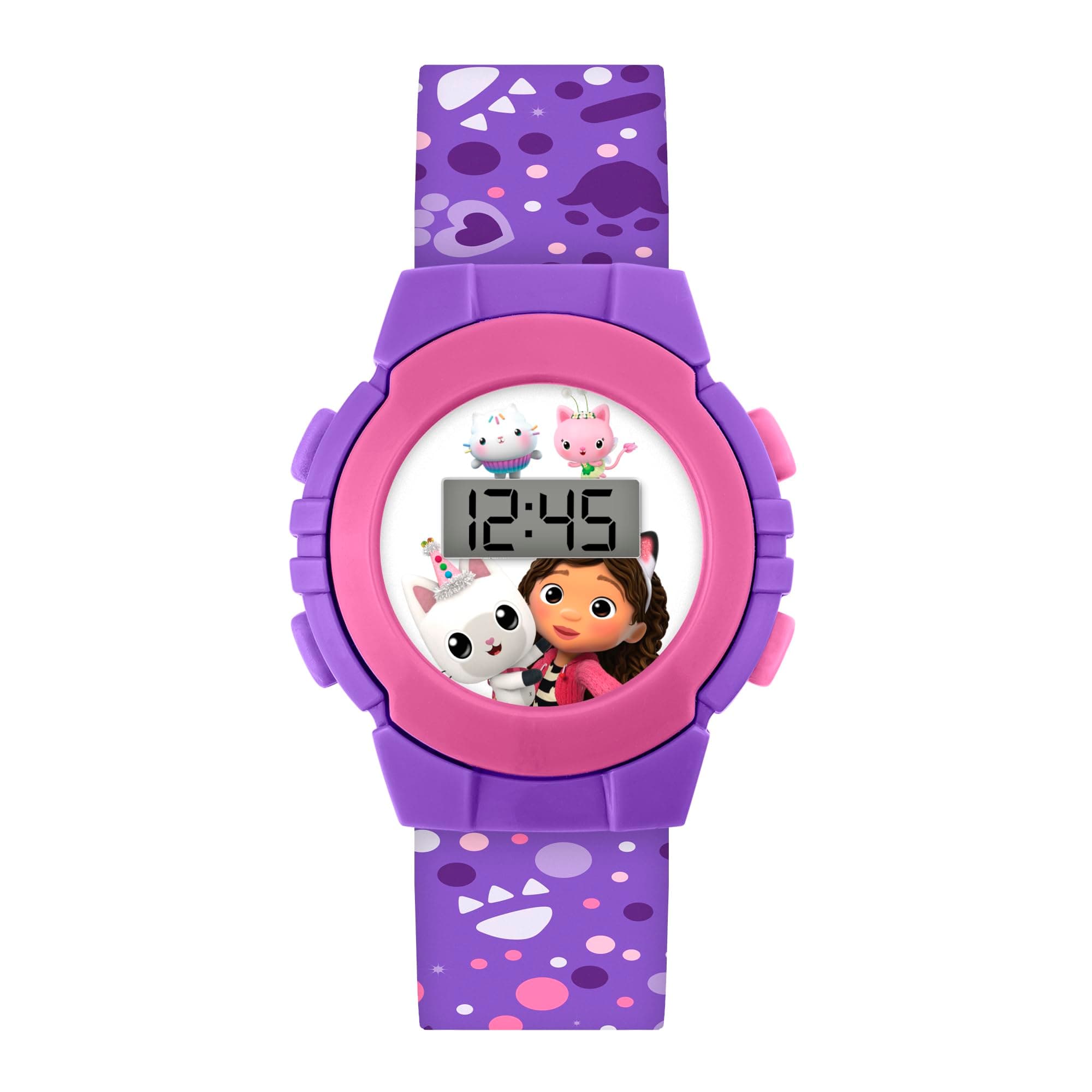 CAOLATOR Disney Gabbys Dollhouse Purple Digital Watch with Printed Silicone Strap, GAB4069