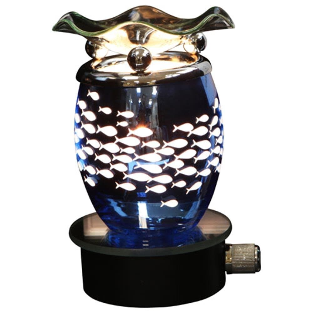 New Sexy Time Cut Metal Blue Fish Plug-In Scented Oil Warmer + 3 Free Replacement Bulbs