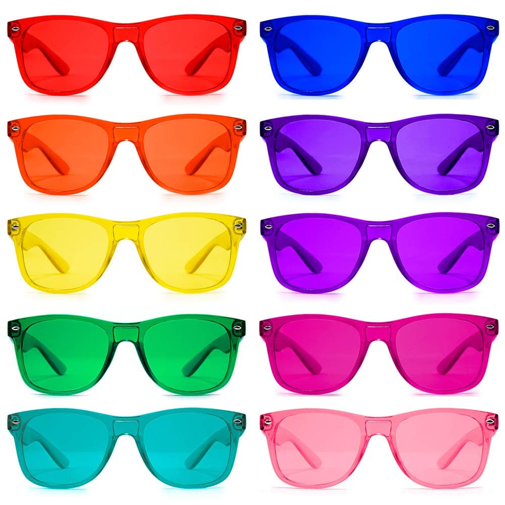 Color Therapy Glasses 10 Pack for Chakra Healing, Chromotherapy, and Mood