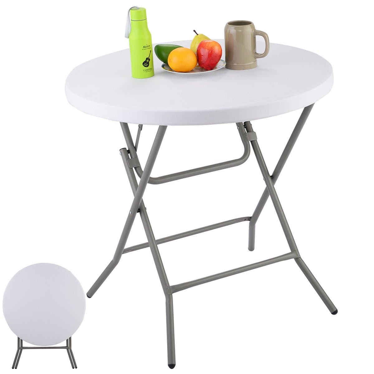 32" Plastic Folding Table Round Furniture Home Outdoor Camping Party Portable YRS 1128