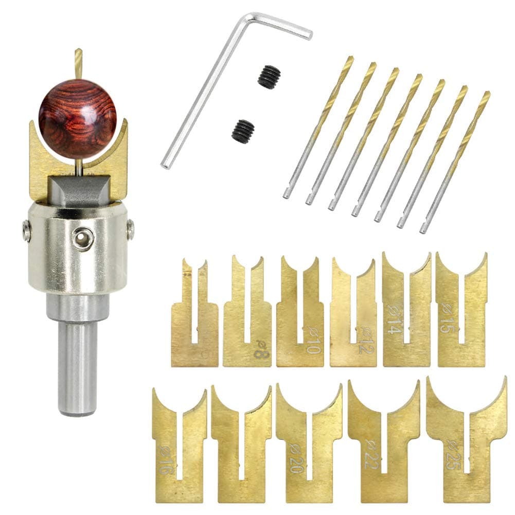 DAMEING Wooden Bead Maker Drill Bit Set 6-25mm Carbide Ball Blade Milling Cutter 24Pcs Cemented Carbide Spherical Buddha Beads Woodworking Tool Kit