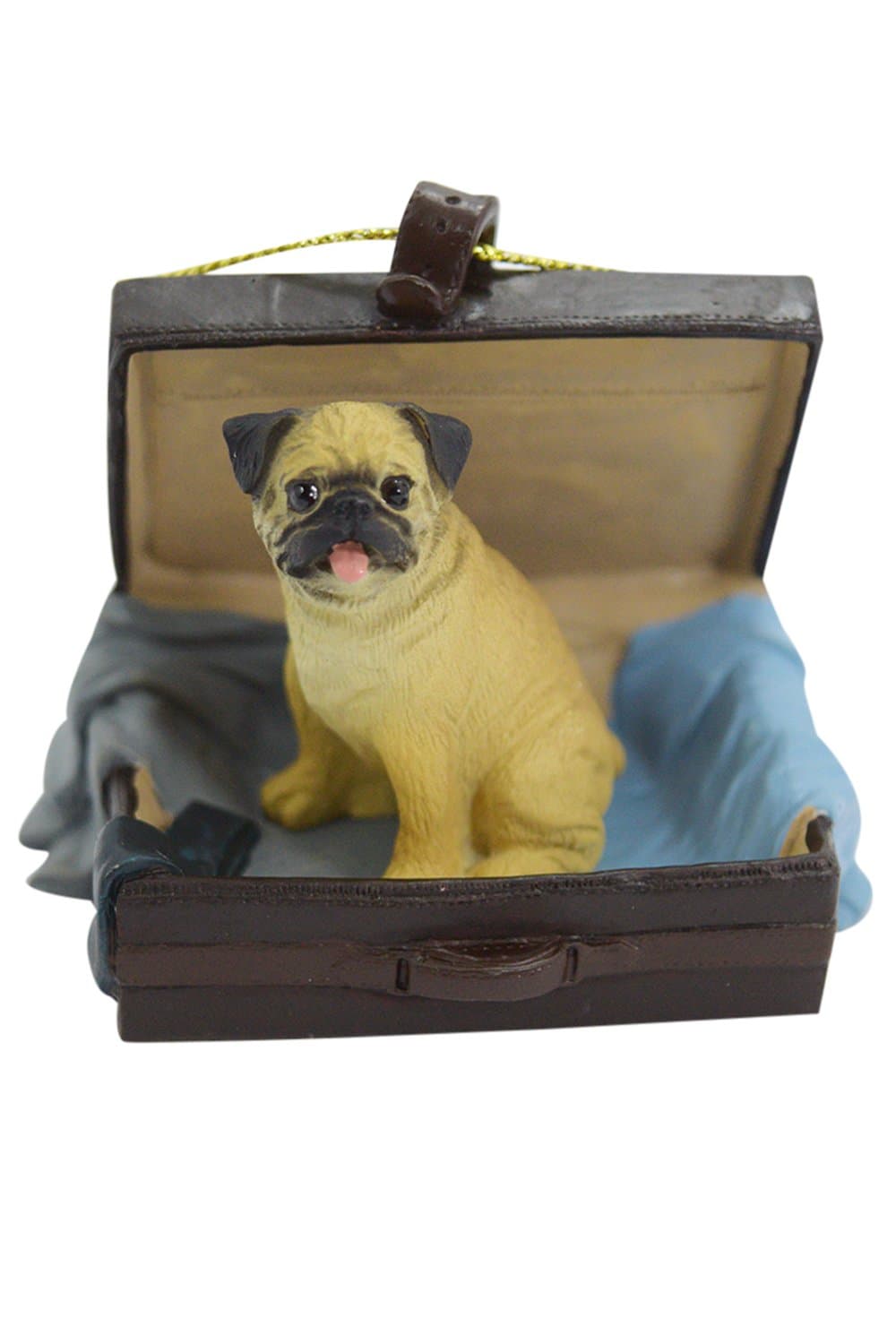 Brown Pug Traveling Companion Dog Ornament