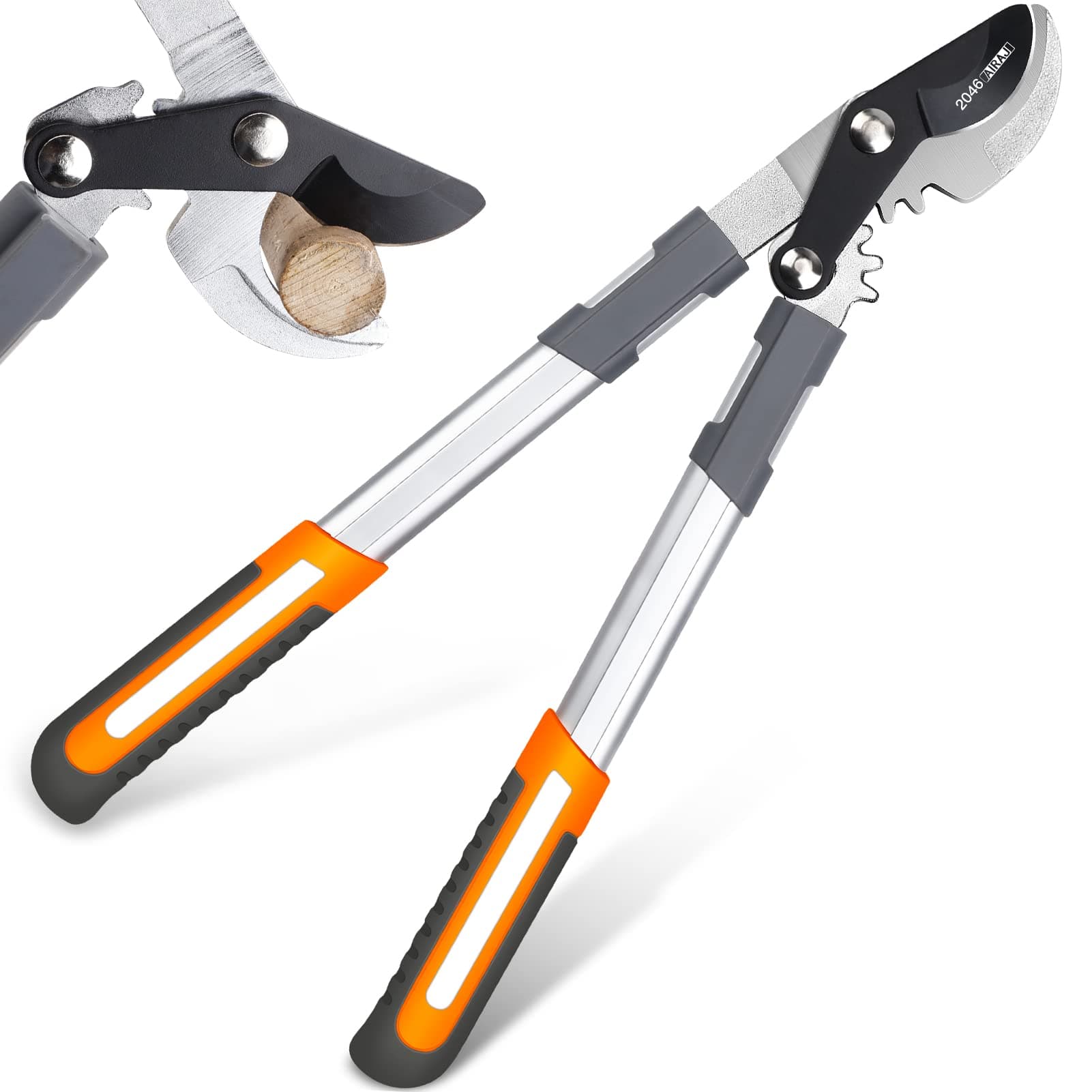 AIRAJ Tree Loppers,Loppers for Gardening,with Gear Operated Cutting System,2 Inch Cutting Capacity,Sharp Blade SK5,Stable Aluminium Handle Loppers,Professional Garden Loppers