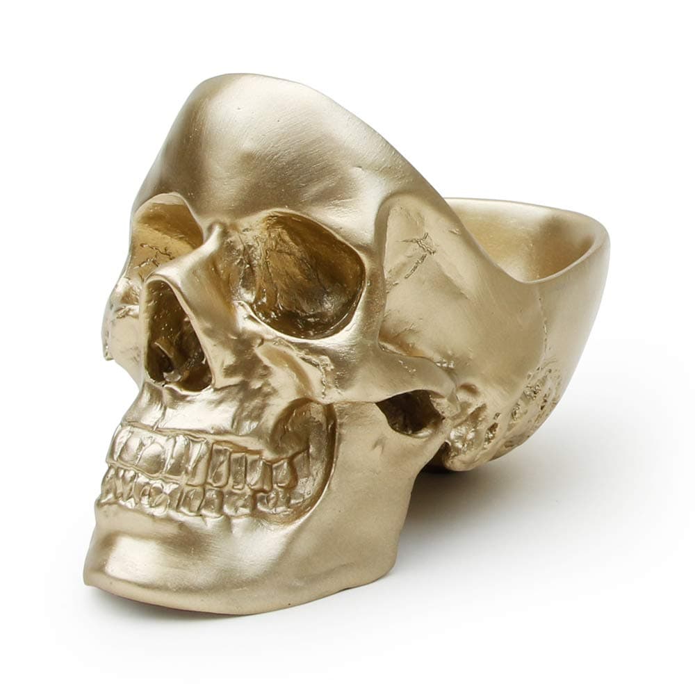 Suck UK - Skull Desk Organiser Gothic Jewellery Box Key Bowl & Trinket Dish Desk Tidy Organiser Gothic Home Decor & Goth Decor Goth Gifts For Women Bedroom Decoration Gold