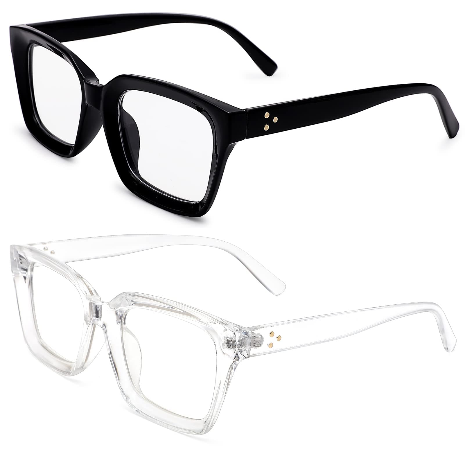 Classic Non-prescription Clear Lens Eyeglasses for Women Thick Square Frame Eyewear