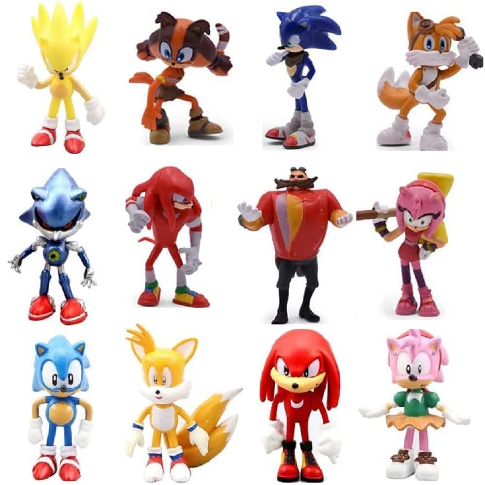 12pcs Sonic The Hedgehog Collectible Toy Figures - 2.4-2.7" Birthday Cake Decorations & Party Supplies