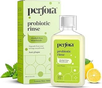 - Perfora Lemon Mint Mouthwash - 300ml | Alcohol-Free Mouth Wash Liquid With Probiotics, Hyaluronic Acid, & Vitamin C | Freshens Breath & Removes Germs | No Artificial Flavor | Mouthwash For Oral Care