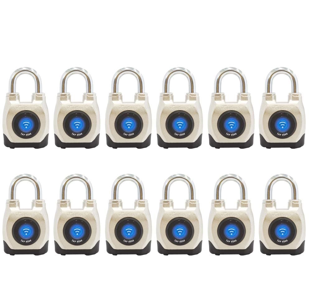 eGeeTouch 4th GEN [2021]. Outdoor Smart Padlock, Weatherproof, Rugged Design for Commercial use, Bluetooth + NFC (12 Pack)