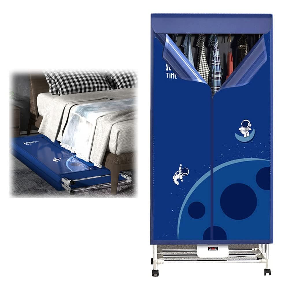 Double Layer Electric Clothes Dryer, Portable Clothing Drying Heater for Home,Laundry,Apartment, Blue Indoor Airer with Warm Air Drying Wardrobe with Timing & Remote Control
