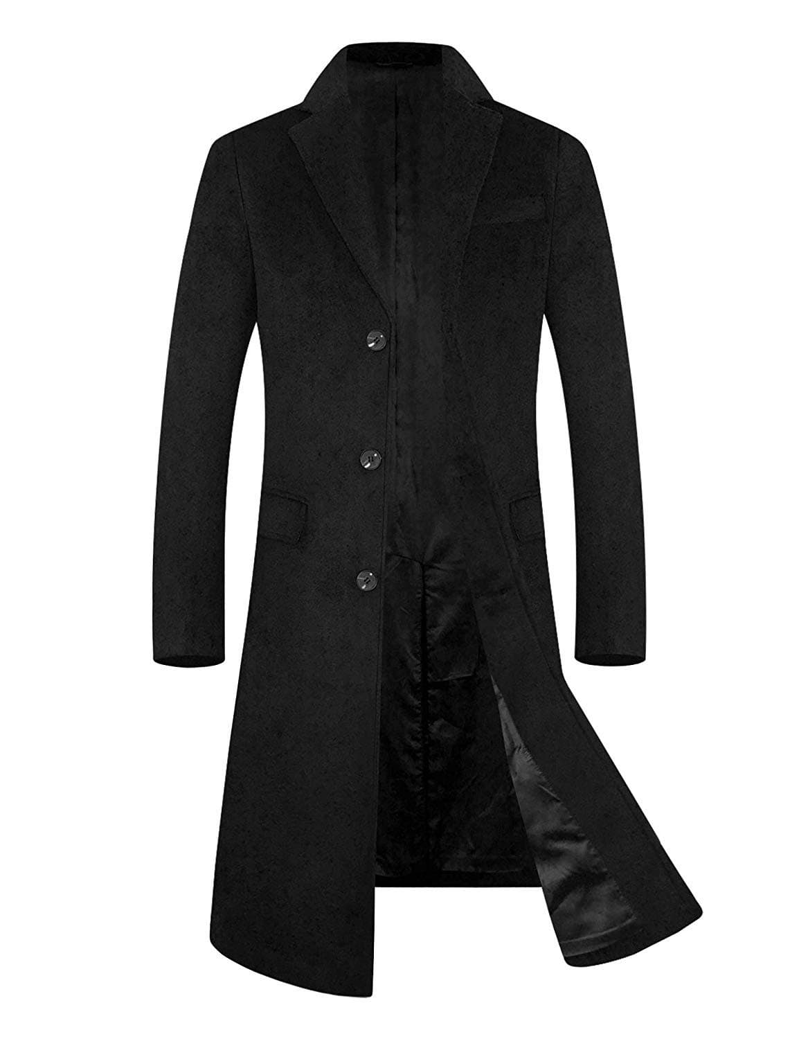 Men's Trench Coat 80% Wool Blend French Long Jacket Business Top Coat