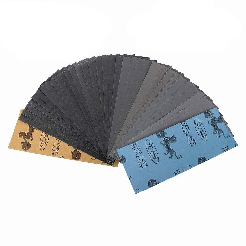 Sandpaper Wet and Dry, Waterproof Sandpaper Grits, 120 to 3000 Assorted Grit Sandpaper, 23 x 9 cm, (Pack of 45)